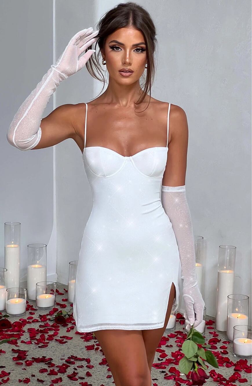 Babyboo Pixie Mini Dress in Ivory Sparkle Size Medium